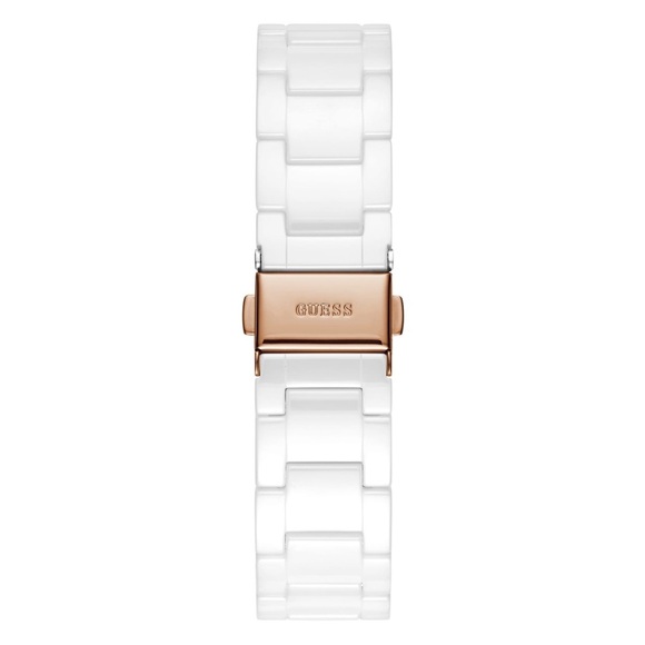 New GUESS Rose Gold-Tone and White Ceramic Multifunction Watch - Picture 5 of 9